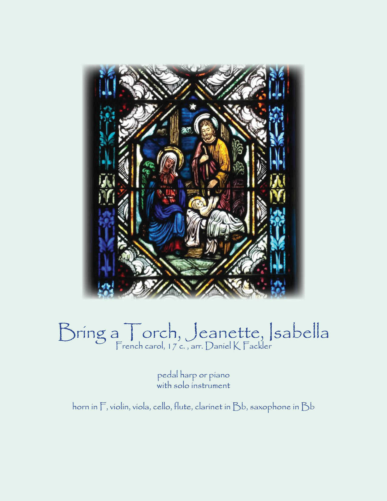 French carol: Bring a Torch, Jeanette, Isabella -  sheet music ~  solo string instrument or harp